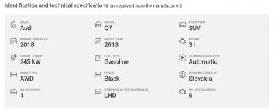 Car History - How to Check? : Used car Identification and technical specifications (as received from the manufacturer)