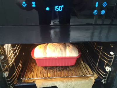 Fluffy Coco Bread Recipe - Vegan Tahitian Specialty : Coco bread baking in oven