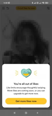 Bumble Tips and Tricks: Find The Best Relationship! : Reaching the swiping limit on Bumble match by not upgrading account