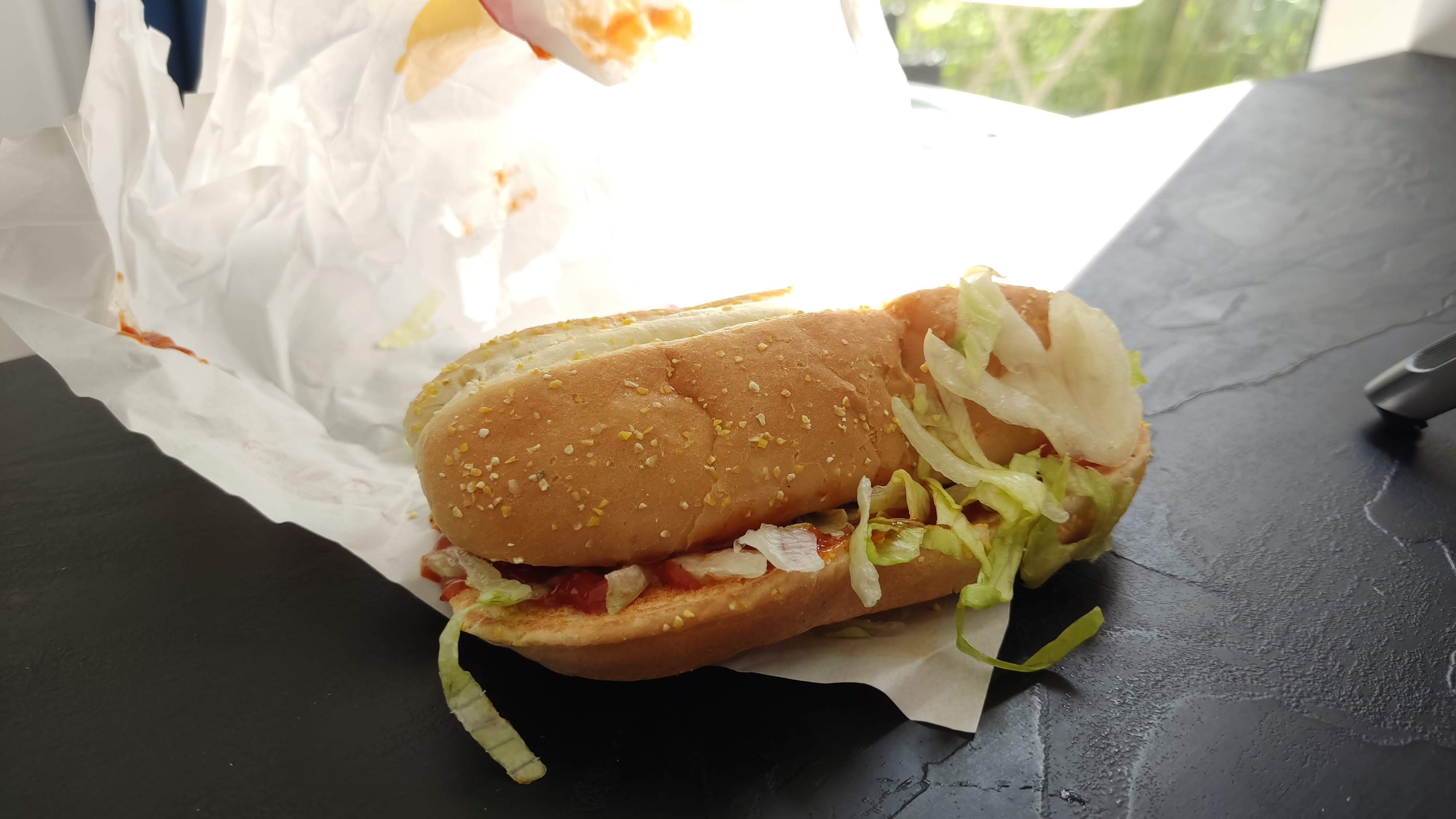 The Red Chikker®: McDonald's Polish Chicken Delight : RedChikker burger in its open paper wrap